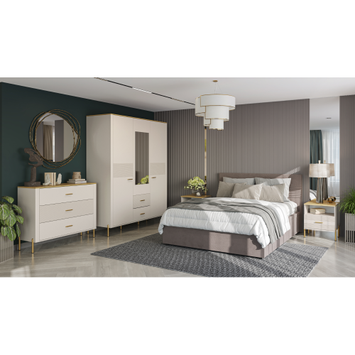 Nočný stolík, kašmír/dub kamenný, RUNOL 1S