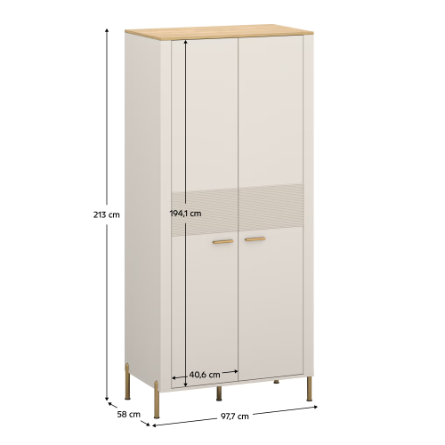 Skriňa, kašmír/dub kamenný, RUNOL 2D