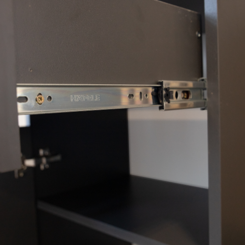 Predsieňová zostava, antracit extra vysoký lesk HG/dub artisan, ALIVA V2