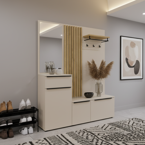 Predsieňová zostava, kašmír matná/dub artisan, ALIVA V1