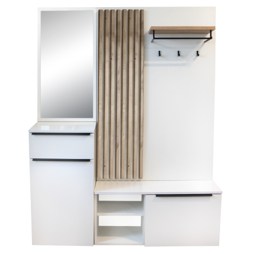 Predsieňová zostava, biela extra vysoký lesk HG/dub artisan, ALIVA V2