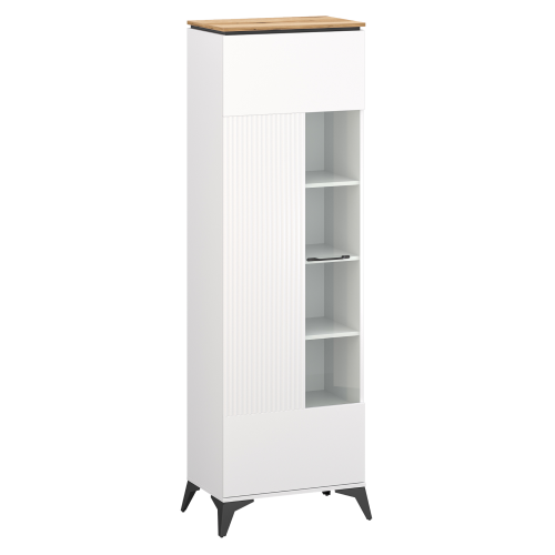 Vitrína, biela/dub evoke, VELIS 1D