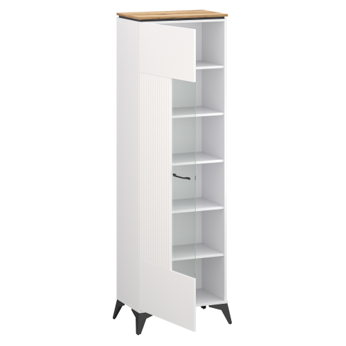 Vitrína, biela/dub evoke, VELIS 1D