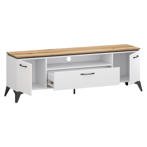 TV stolík, biela/dub evoke, VELIS 2D1S/170