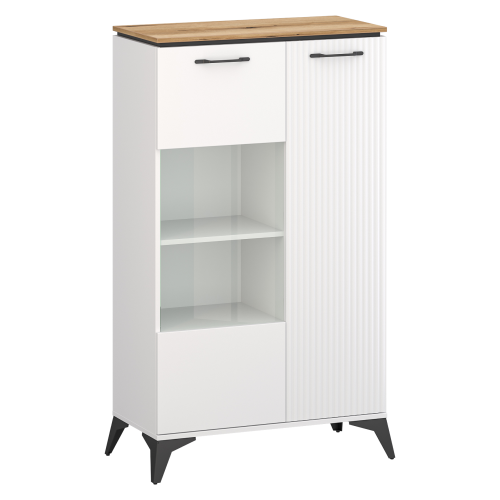 Nízka vitrína, biela/dub evoke, VELIS 1D1W