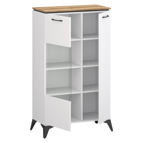 Nízka vitrína, biela/dub evoke, VELIS 1D1W