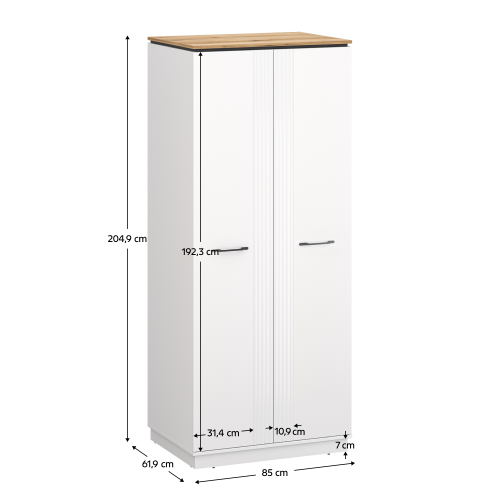 Skriňa, biela/dub evoke, VELIS 2D