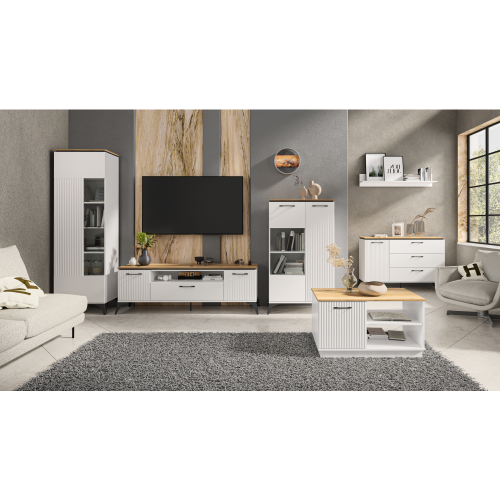 Komoda, biela/dub evoke, VELIS 4D1S