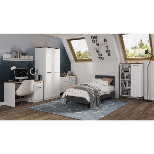 Komoda, biela/dub evoke, VELIS 4D1S