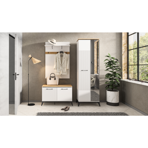 Komoda, biela/dub evoke, VELIS 4D1S