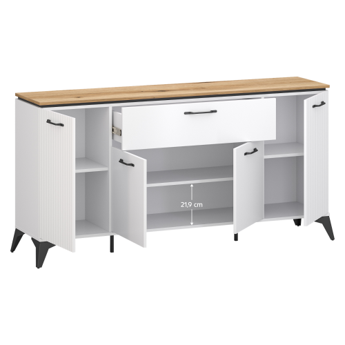 Komoda, biela/dub evoke, VELIS 4D1S