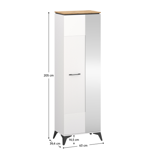 Skriňa so zrkadlom, biela/dub evoke, VELIS 1D/40