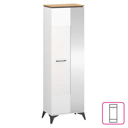 Skriňa so zrkadlom, biela/dub evoke, VELIS 1D/40