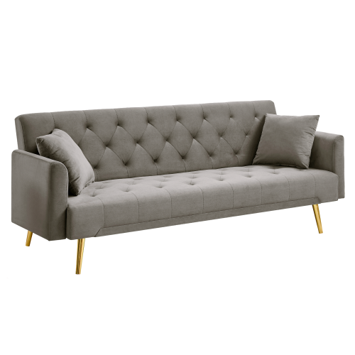 Rozkladacia pohovka, sivohnedá Taupe/gold chróm-zlatý, ALISIA