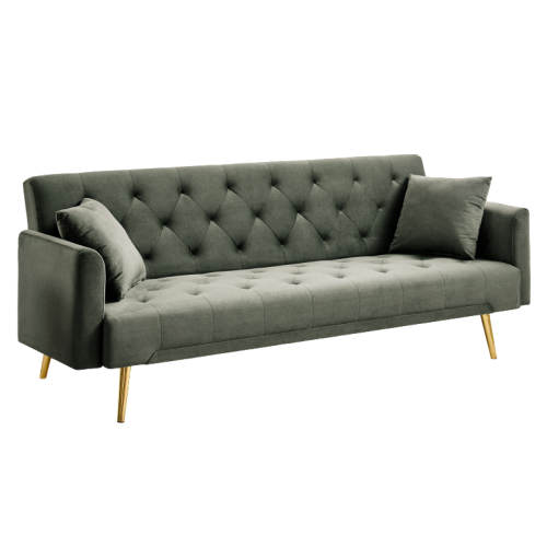 Rozkladacia pohovka, tmavo zelená/gold chróm-zlatý, ALISIA