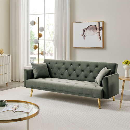 Rozkladacia pohovka, tmavo zelená/gold chróm-zlatý, ALISIA