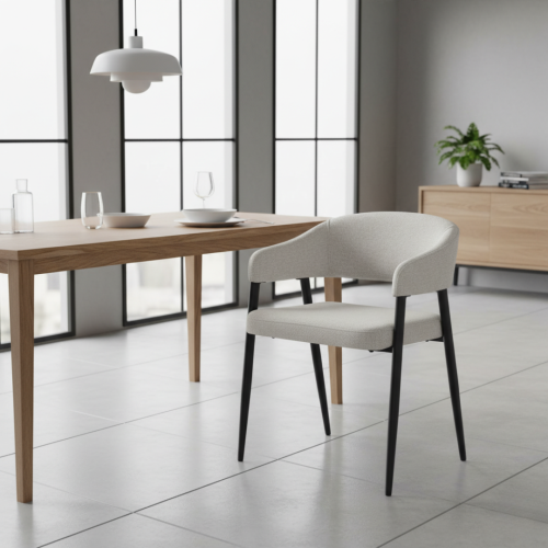 Dizajnové jedálenské kreslo, svetlosivá/čierna, NIZAR TYP 2