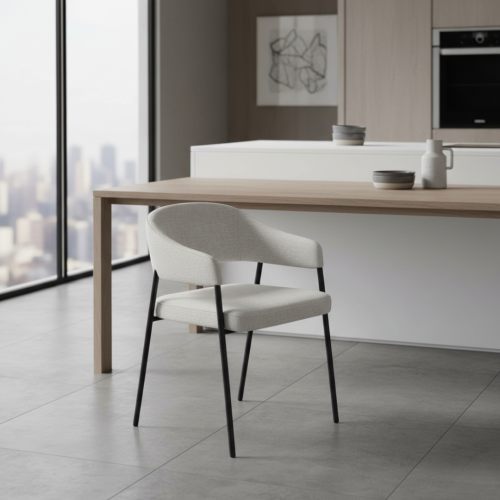 Dizajnové jedálenské kreslo, svetlosivá/čierna, NIZAR TYP 2