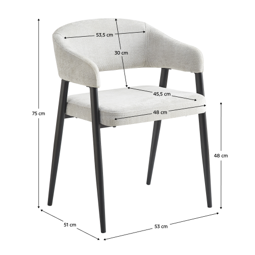 Dizajnové jedálenské kreslo, svetlosivá/čierna, NIZAR TYP 2