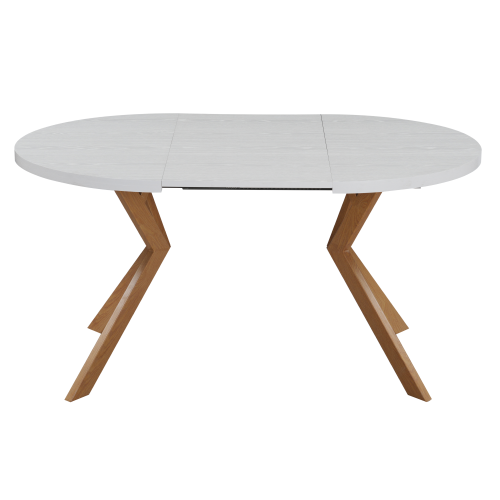 Jedálenský rozkladací stôl, biela/dub, 100-250x75,5 cm, LUKOS
