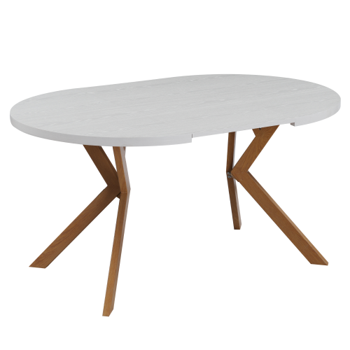 Jedálenský rozkladací stôl, biela/dub, 100-250x75,5 cm, LUKOS