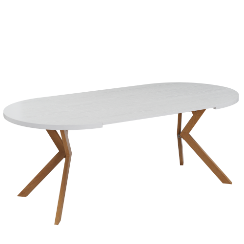 Jedálenský rozkladací stôl, biela/dub, 100-250x75,5 cm, LUKOS