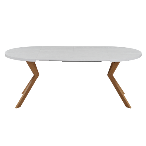 Jedálenský rozkladací stôl, biela/dub, 100-250x75,5 cm, LUKOS