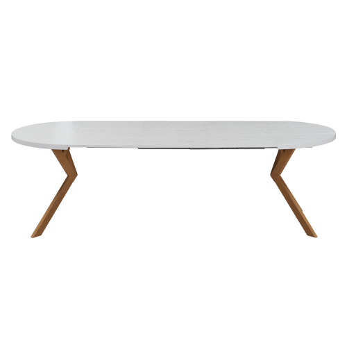 Jedálenský rozkladací stôl, biela/dub, 100-250x75,5 cm, LUKOS
