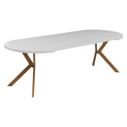 Jedálenský rozkladací stôl, biela/dub, 100-250x75,5 cm, LUKOS