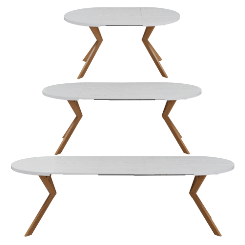Jedálenský rozkladací stôl, biela/dub, 100-250x75,5 cm, LUKOS