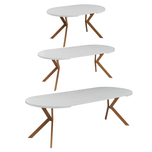 Jedálenský rozkladací stôl, biela/dub, 100-250x75,5 cm, LUKOS