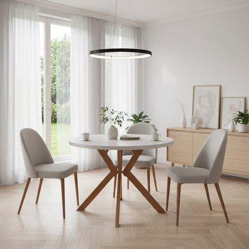 Jedálenský rozkladací stôl, biela/dub, 100-250x75,5 cm, LUKOS