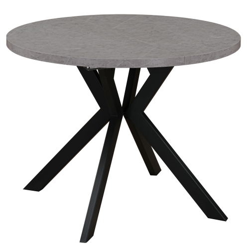 Jedálenský rozkladací stôl, betón svetlý/čierna, 100-250x75,5 cm, LUKOS