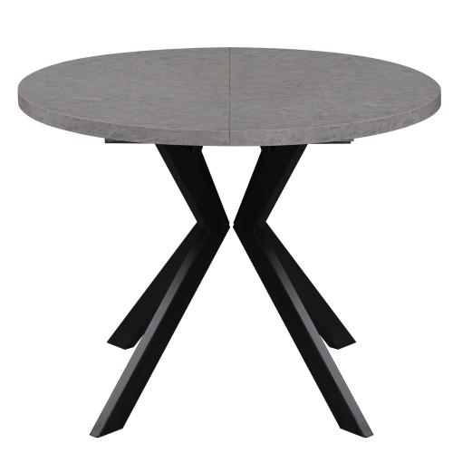 Jedálenský rozkladací stôl, betón svetlý/čierna, 100-250x75,5 cm, LUKOS