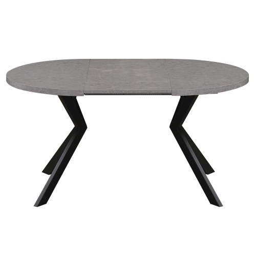 Jedálenský rozkladací stôl, betón svetlý/čierna, 100-250x75,5 cm, LUKOS