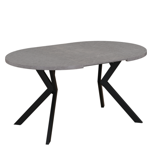 Jedálenský rozkladací stôl, betón svetlý/čierna, 100-250x75,5 cm, LUKOS