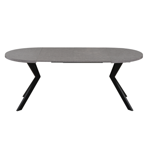 Jedálenský rozkladací stôl, betón svetlý/čierna, 100-250x75,5 cm, LUKOS