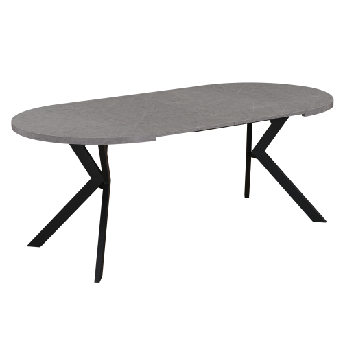 Jedálenský rozkladací stôl, betón svetlý/čierna, 100-250x75,5 cm, LUKOS