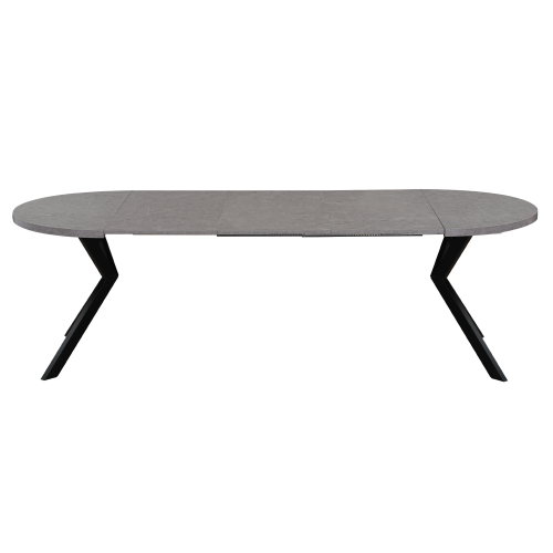 Jedálenský rozkladací stôl, betón svetlý/čierna, 100-250x75,5 cm, LUKOS