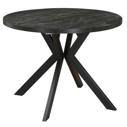 Jedálenský rozkladací stôl, betón tmavý/čierna, 100-250x75,5 cm, LUKOS