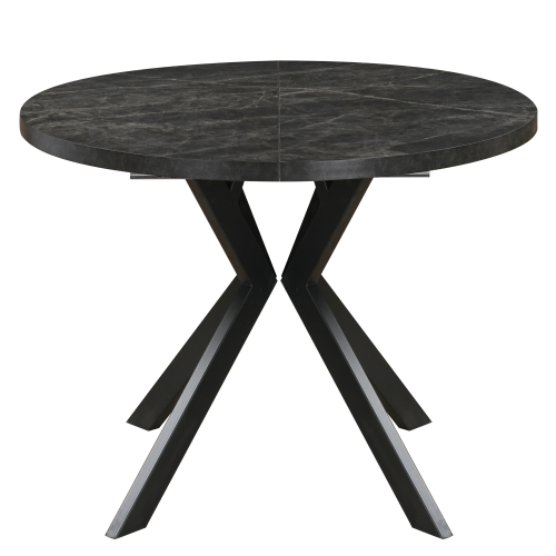 Jedálenský rozkladací stôl, betón tmavý/čierna, 100-250x75,5 cm, LUKOS