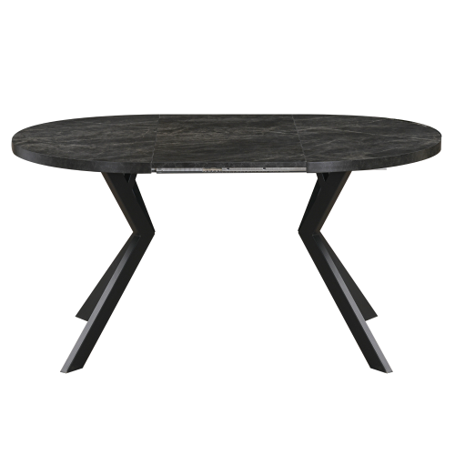 Jedálenský rozkladací stôl, betón tmavý/čierna, 100-250x75,5 cm, LUKOS