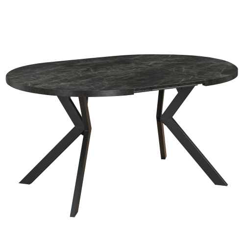 Jedálenský rozkladací stôl, betón tmavý/čierna, 100-250x75,5 cm, LUKOS