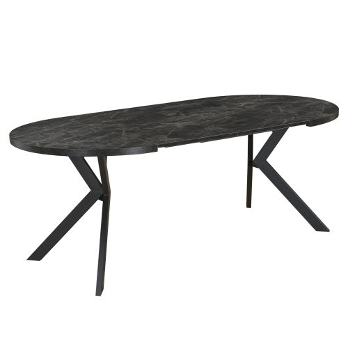 Jedálenský rozkladací stôl, betón tmavý/čierna, 100-250x75,5 cm, LUKOS