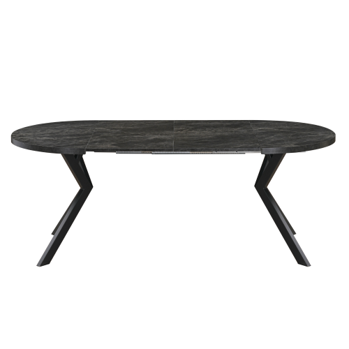 Jedálenský rozkladací stôl, betón tmavý/čierna, 100-250x75,5 cm, LUKOS