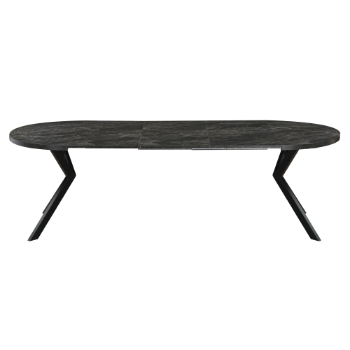 Jedálenský rozkladací stôl, betón tmavý/čierna, 100-250x75,5 cm, LUKOS