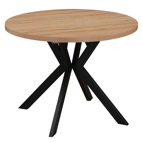 Jedálenský rozkladací stôl, dub svetlý/čierna, 100-250x75,5 cm, LUKOS