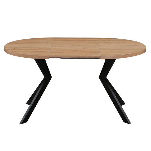 Jedálenský rozkladací stôl, dub svetlý/čierna, 100-250x75,5 cm, LUKOS