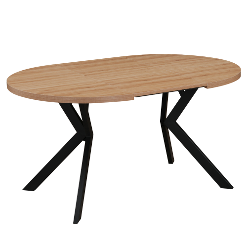 Jedálenský rozkladací stôl, dub svetlý/čierna, 100-250x75,5 cm, LUKOS