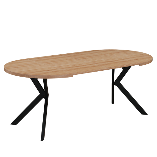 Jedálenský rozkladací stôl, dub svetlý/čierna, 100-250x75,5 cm, LUKOS